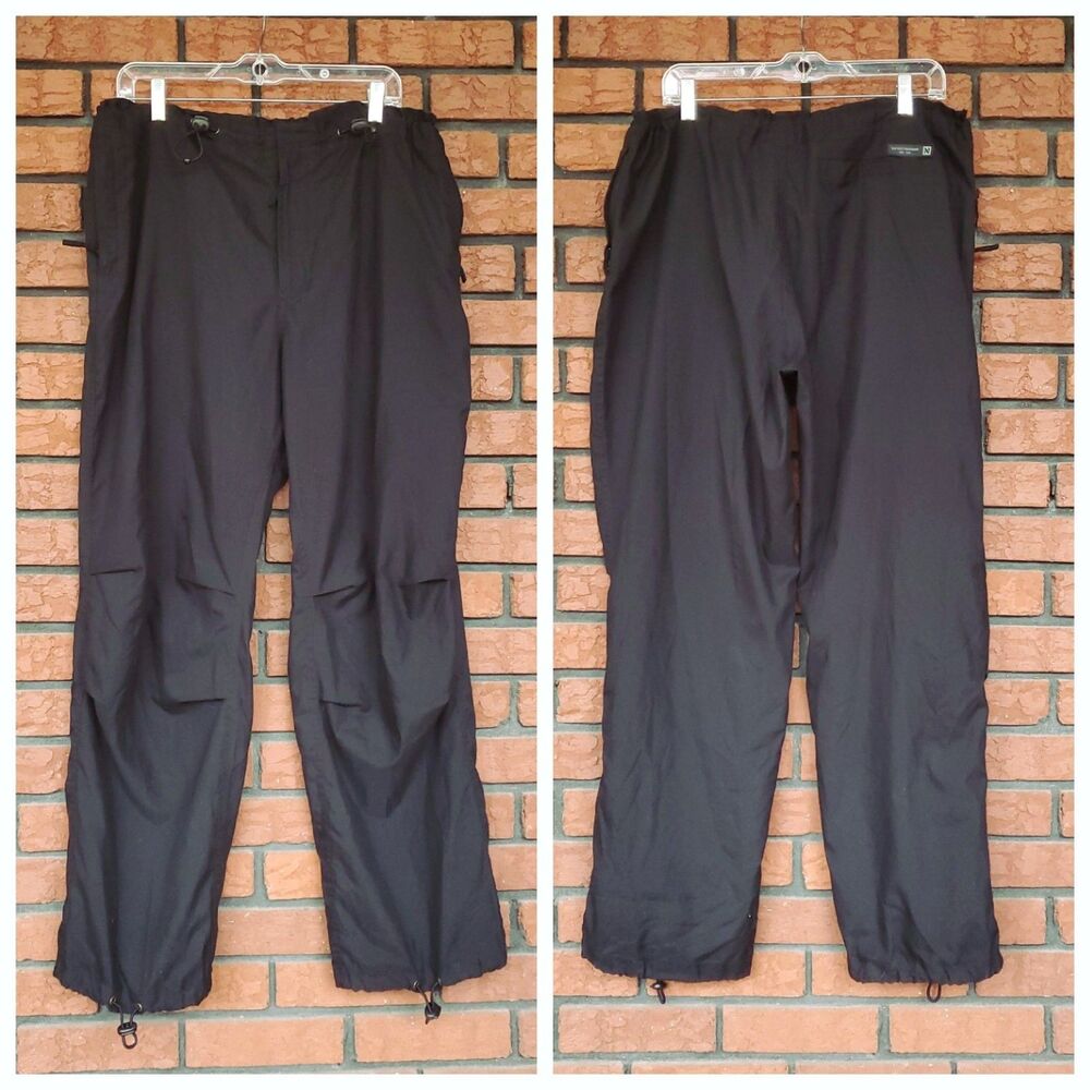 Vintage Y2K Old Navy Track Pants Black M Baggy Wide Leg Elastic Lock Lace